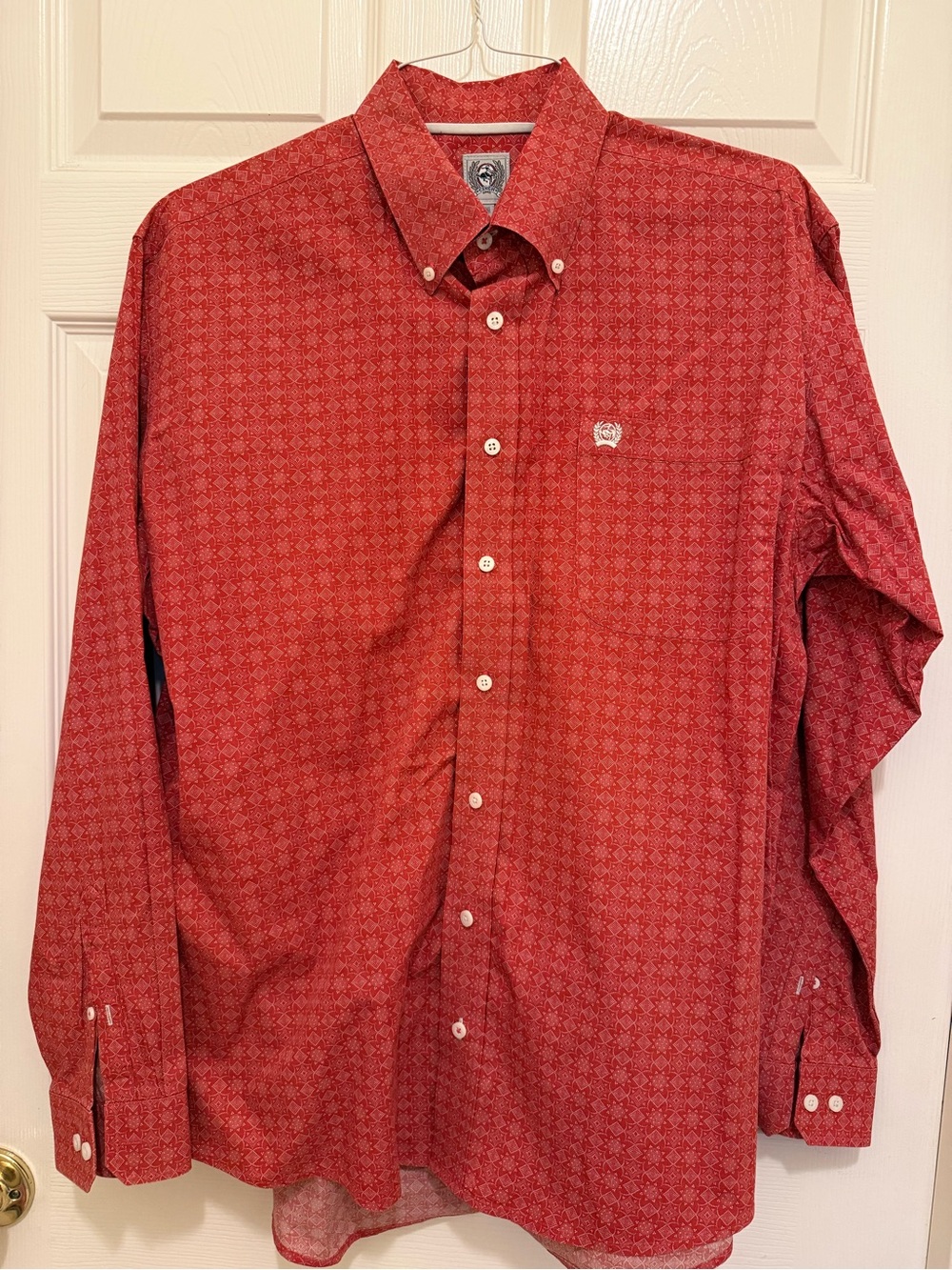 Cinch Red Patterned Men's Button-Down Shirt